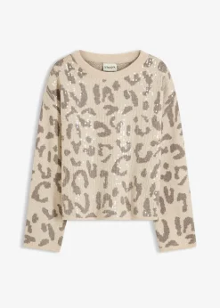 Pull oversize en jacquard à sequins