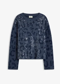 Pull oversize en jacquard à sequins
