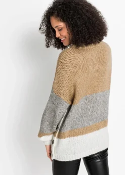 Pull oversize rayé à boutons