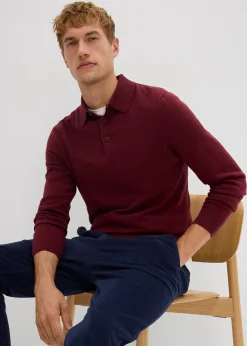 Pull polo en fine maille avec laine mérinos, slim