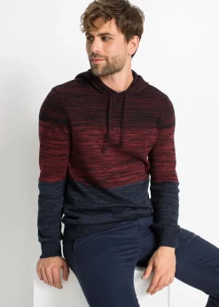 Pull regular en fine maille à capuche