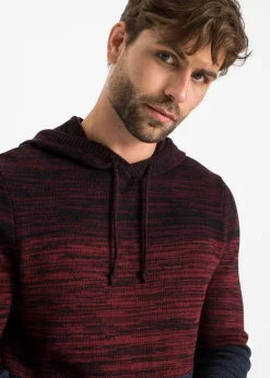 Pull regular en fine maille à capuche