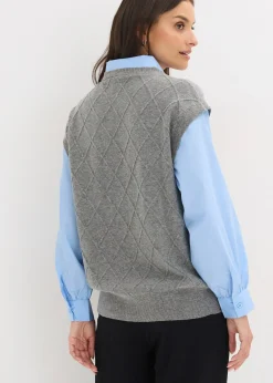 Pull sans manches à empiècement chemisier en coton
