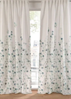 Rideau texturé avec un imprimé floral (1 pce)
