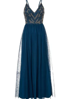 Robe à bretelles ornée de perles brodées