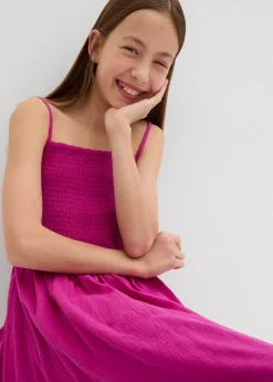 Robe à fines bretelles en gaze de coton