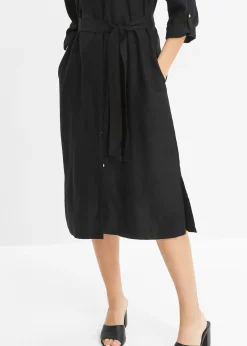 Robe à poches en lin et viscose