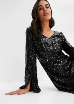 Robe à sequins et manches trompette
