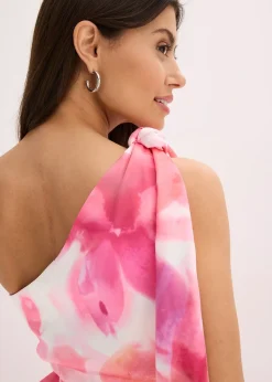 Robe asymétrique en satin brillant
