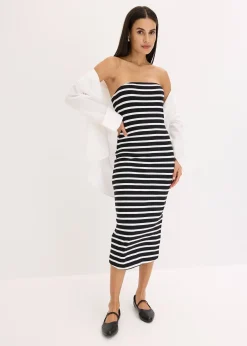 Robe bustier en matière côtelée