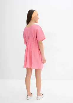 Robe caftan en coton froissé