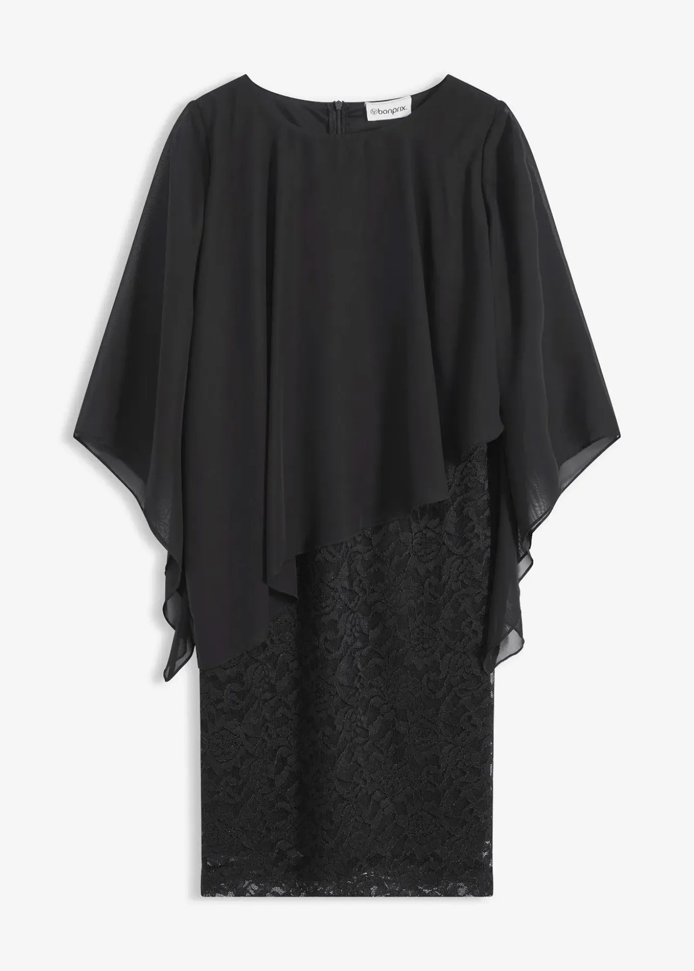 Robe courte en dentelle avec drapé en mousseline
