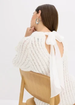 Robe courte en maille à nœud en satin, légèrement transparente