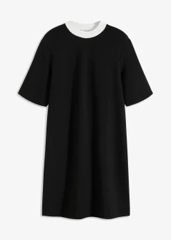 Robe courte en matière néoprène à col montant contrastant