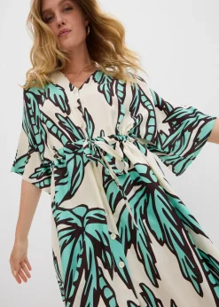 Robe courte en viscose fluide, manches kimono