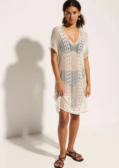 Robe de plage en viscose aspect crochet