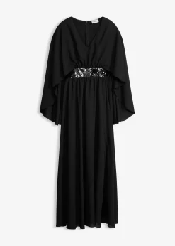 Robe de soirée en mousseline avec empiècement à sequins