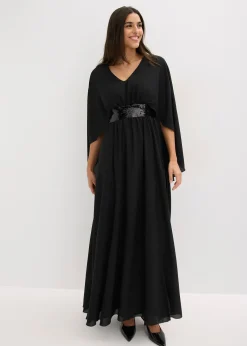 Robe de soirée en mousseline avec empiècement à sequins