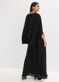 Robe de soirée en mousseline avec empiècement à sequins