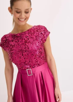 Robe de soirée en satin brillant et sequins