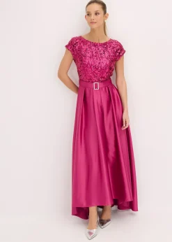 Robe de soirée en satin brillant et sequins