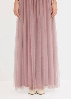 Robe de soirée en tulle avec haut brodé de sequins