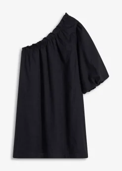 Robe en coton à encolure asymétrique