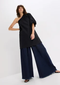 Robe en coton à encolure asymétrique