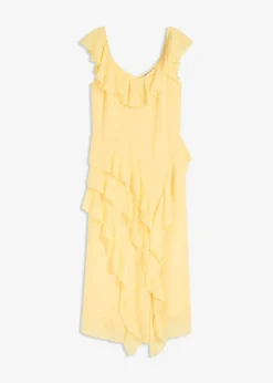 Robe en crêpe avec bretelles et volants