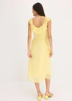 Robe en crêpe avec bretelles et volants