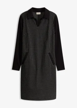 Robe en jacquard à col contrastant