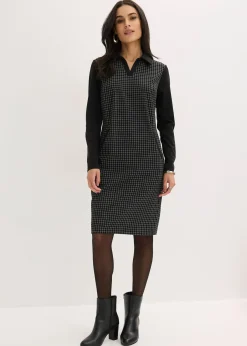 Robe en jacquard à col contrastant