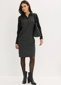 Robe en jacquard à col contrastant