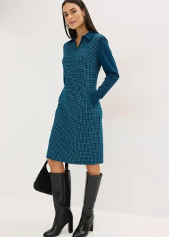 Robe en jacquard à col contrastant