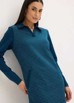 Robe en jacquard à col contrastant