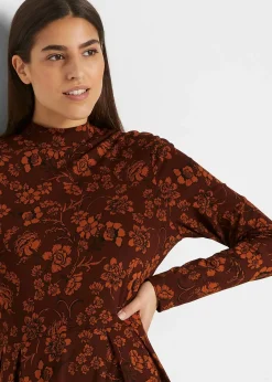 Robe en jersey avec imprimé, manches longues