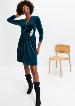 Robe en jersey de velours brillant