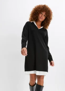 Robe en maille à empiècement chemisier