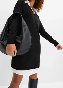 Robe en maille à empiècement chemisier
