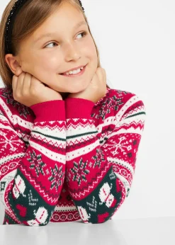 Robe en maille fille à motif hivernal