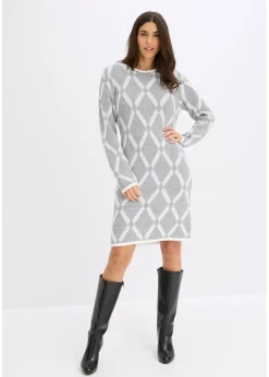 Robe en maille poilue avec motif en losange