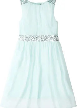 Robe en mousseline avec ceinture ornée de sequins