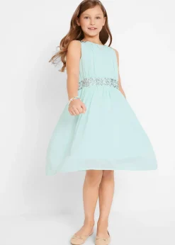 Robe en mousseline avec ceinture ornée de sequins