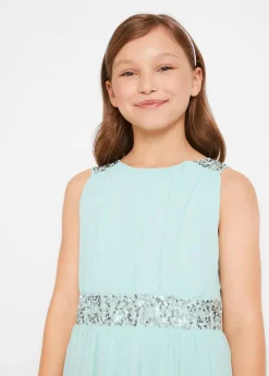 Robe en mousseline avec ceinture ornée de sequins