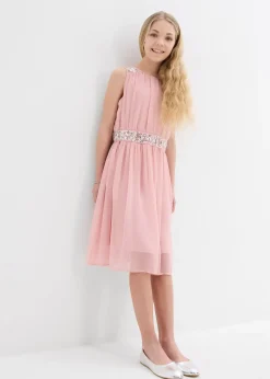 Robe en mousseline avec ceinture ornée de sequins