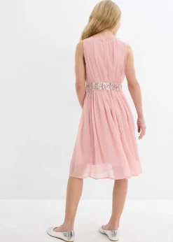 Robe en mousseline avec ceinture ornée de sequins