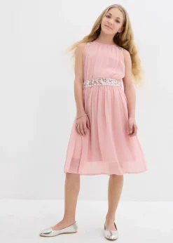 Robe en mousseline avec ceinture ornée de sequins