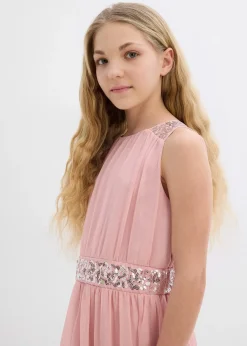 Robe en mousseline avec ceinture ornée de sequins