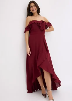 Robe encolure Bardot à volants