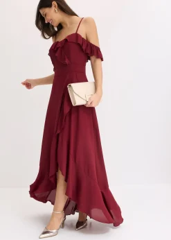 Robe encolure Bardot à volants